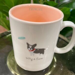 Frenchie French Bulldog Silly and Fun Peach Ceramic Coffee Mug NWT